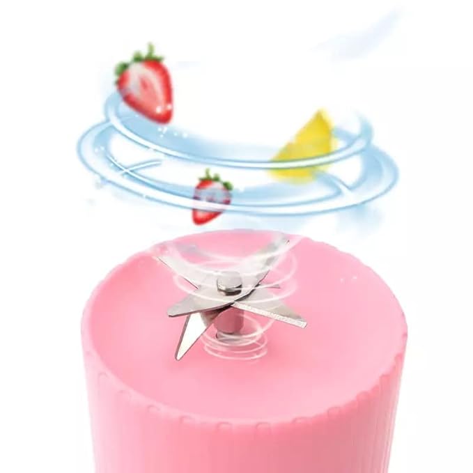 Mini Juicer Blender Bottle - Portable Juicer Machine, USB Rechargeable Juice Maker for Juices, Shakes and Smoothies. (Pink)