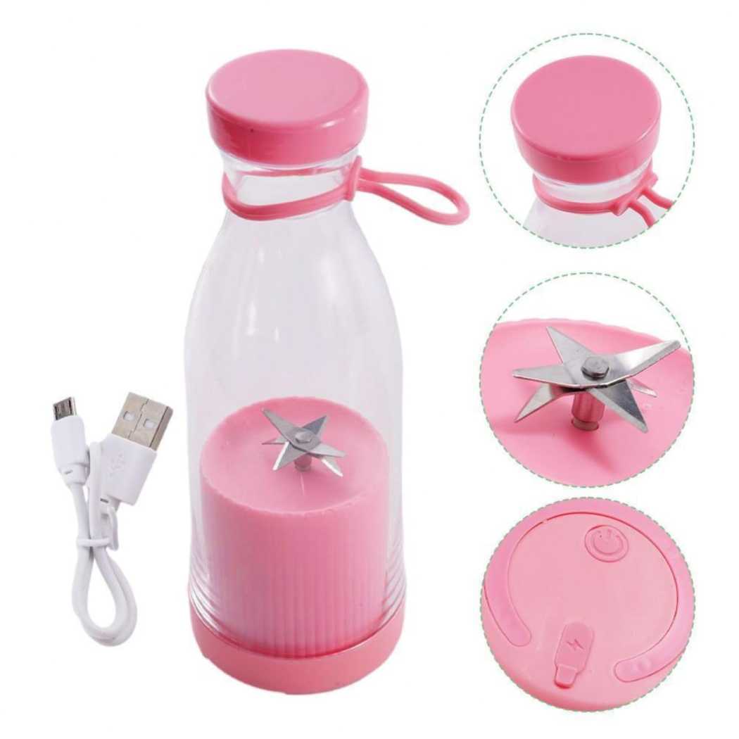 Mini Juicer Blender Bottle - Portable Juicer Machine, USB Rechargeable Juice Maker for Juices, Shakes and Smoothies. (Pink)